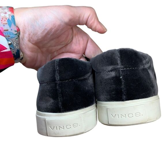 Vince Corbin Pewter Velvet Slip On Sneakers Loafers Gray Black 8.5 - Picture 7 of 9
